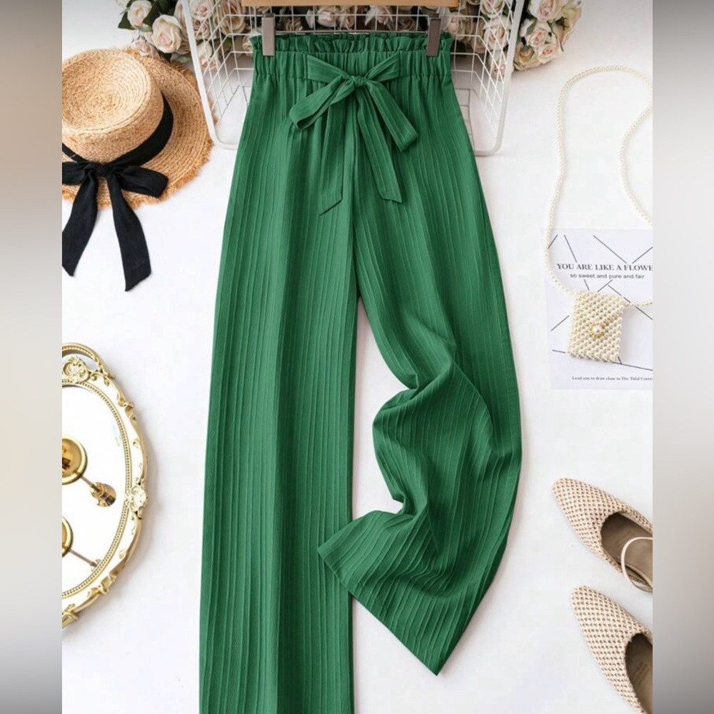 SHEIN Green Wide-Leg Pants